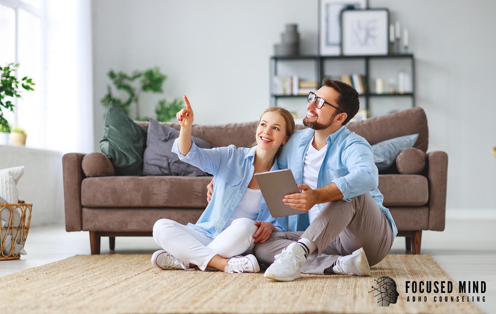 Photo of a couple looking up while smiling and pointing. Are you wondering how ADHD and intimacy issues can be addressed at the same time? Online counseling and ADHD testing in Cincinnati, OH, provide convenient, comprehensive support.