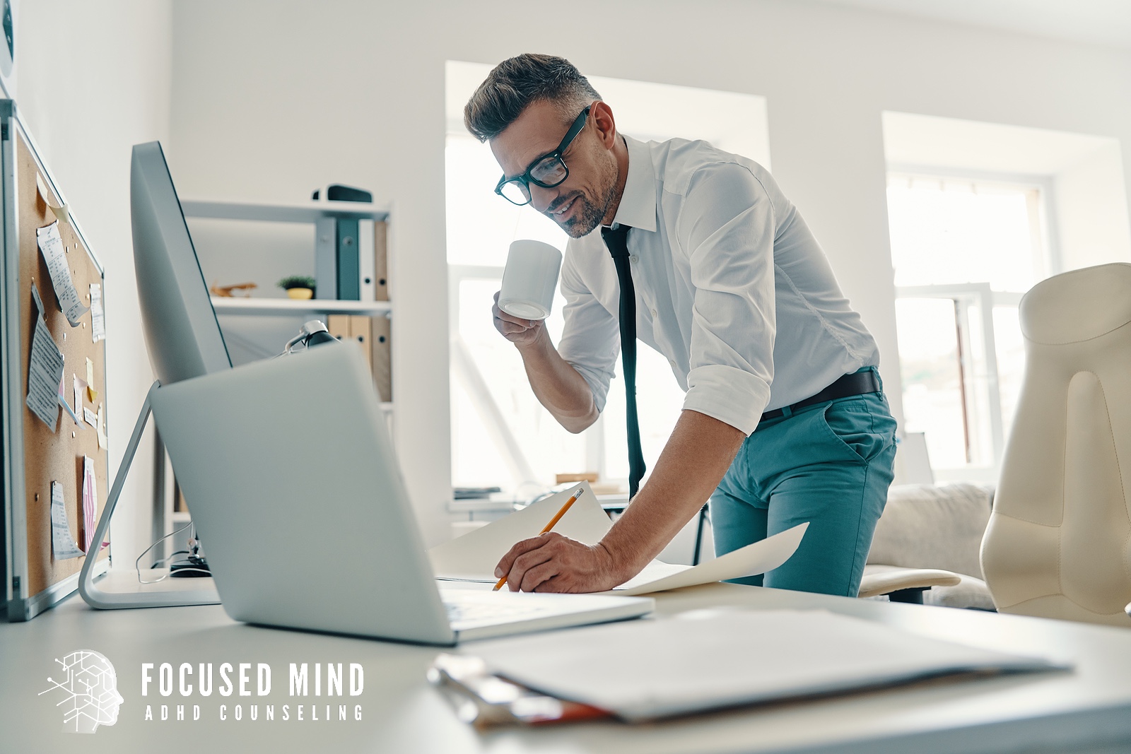 A professionally dressed man writes notes beside an open laptop. Do you experience analysis paralysis that makes simple decisions feel overwhelming? An ADHD specialist in Cincinnati, OH, can help you understand what's driving the freeze and build strategies to move forward.
